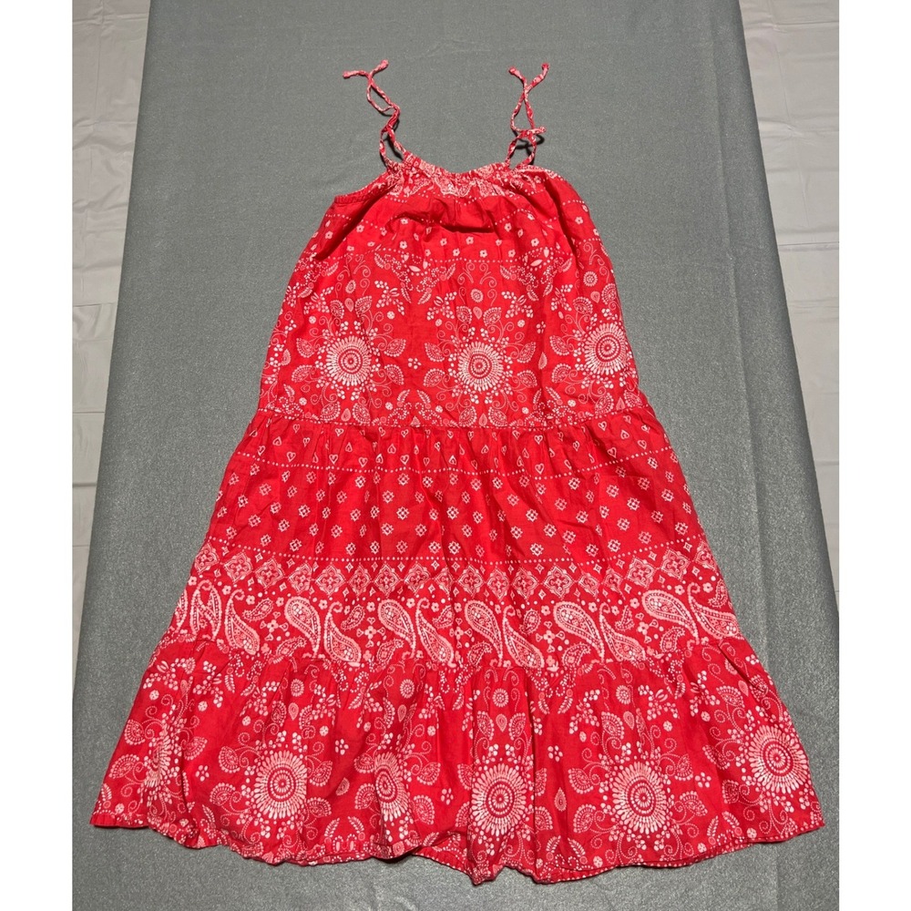 OshKosh Bgosh Girls Red Bandana Print Tiered Cotton Maxi Dress Size 4